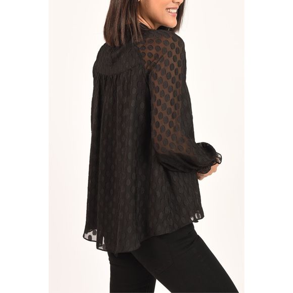 Daniel Rain DR2 Brielle Clip-Dot Blouse with Long Puff Sleeves size 3X - Picture 2 of 9